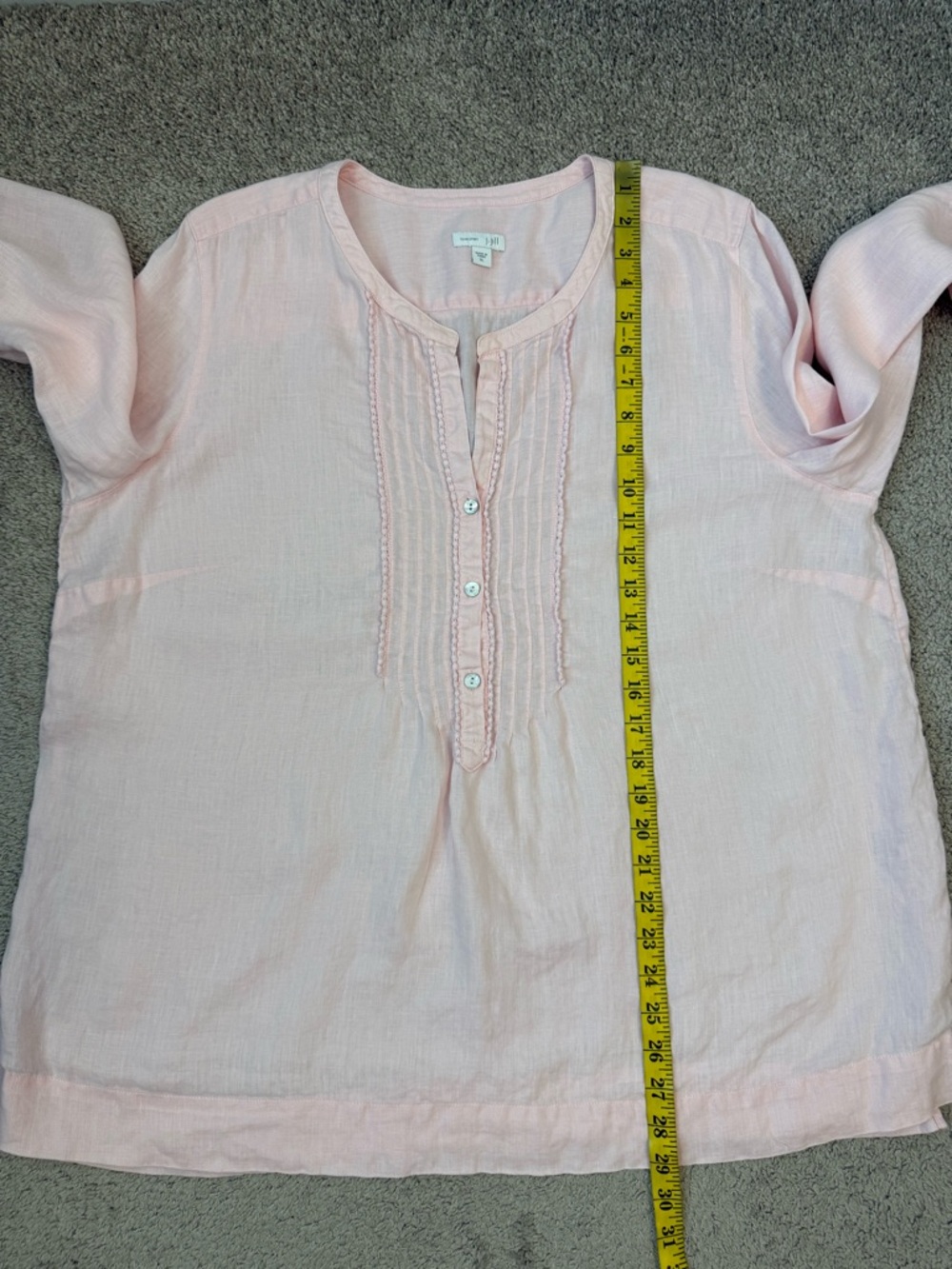 J. Jill Love Linen Pintuck Tunic Top Light Pink XL Coastal boho - Picture 6 of 6
